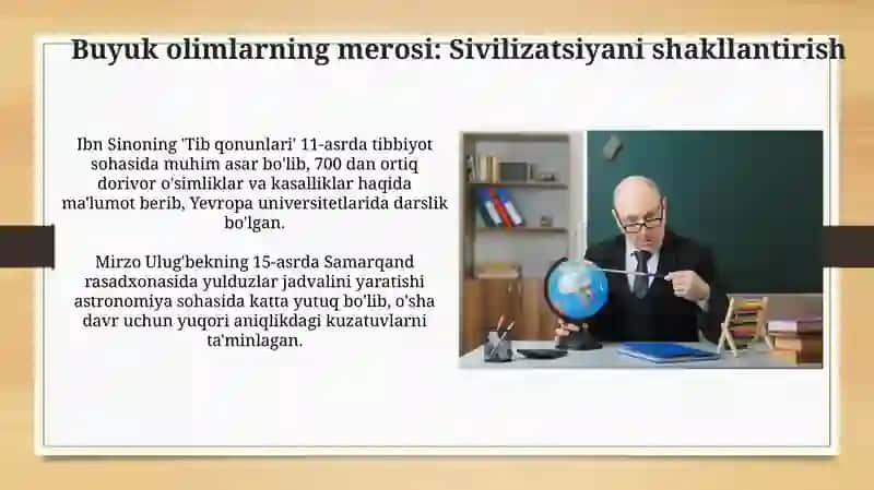 Jahon sivilizatsiyasiga qo'shgan hissasi 4