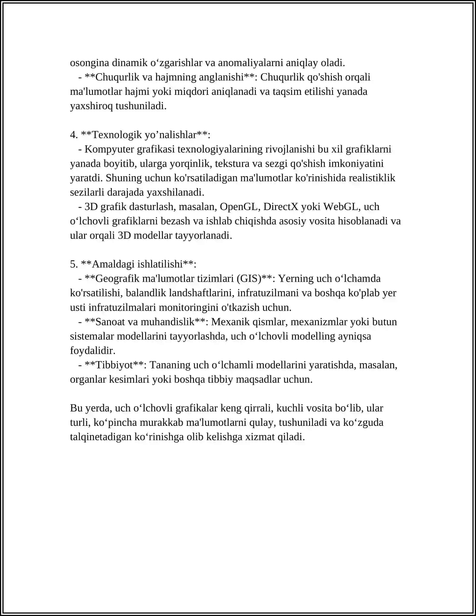 UCH OʻLCHOVLI GRAFIKDA IMKONIYATLARNI LOYIHALASHDA QO'LLASH 4
