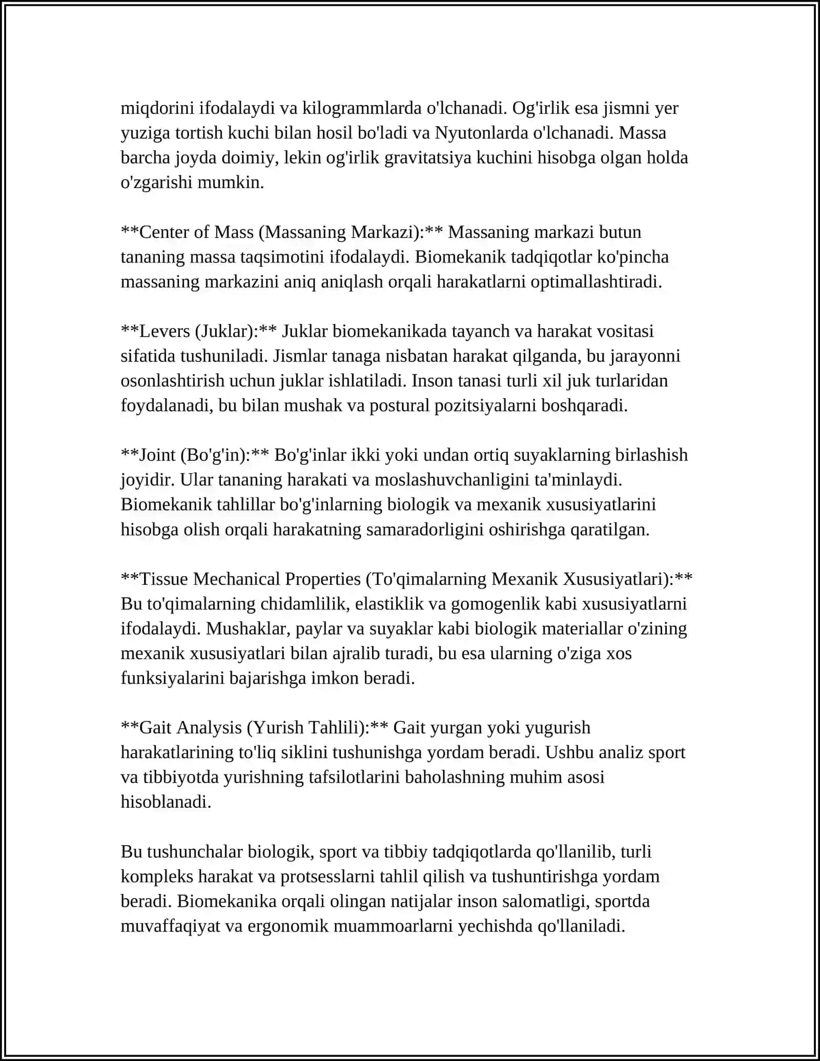 BIOMEXANIKANING BA'ZI MASALALARI 4