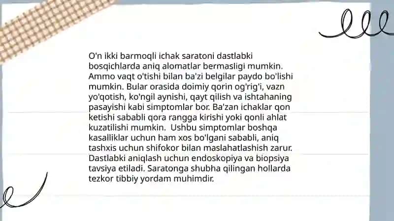 O'n ikki barmoqli ichak saratoni 4