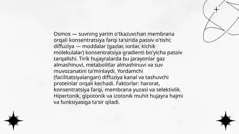 Hujayra membranasi orqali moddalar almashinuvi 4