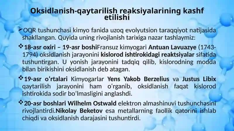 Oksidlanish-qaytarilish reaksiyasi va uning xususiyatlari 4