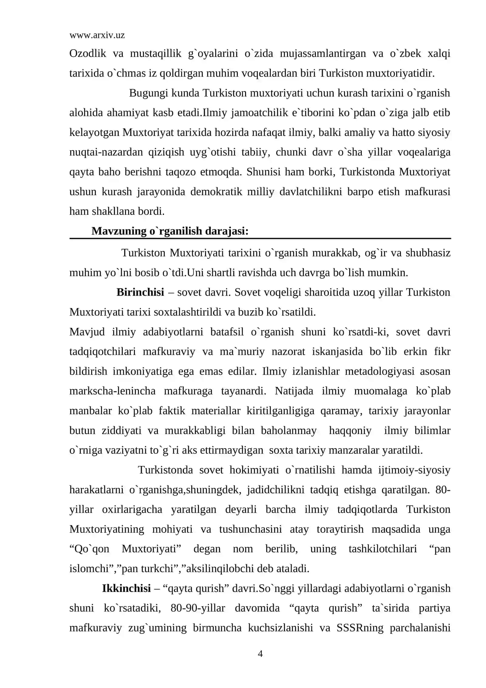 Milliy davlatchilik tarixida Turkiston muxtoriyatining o`rni 4