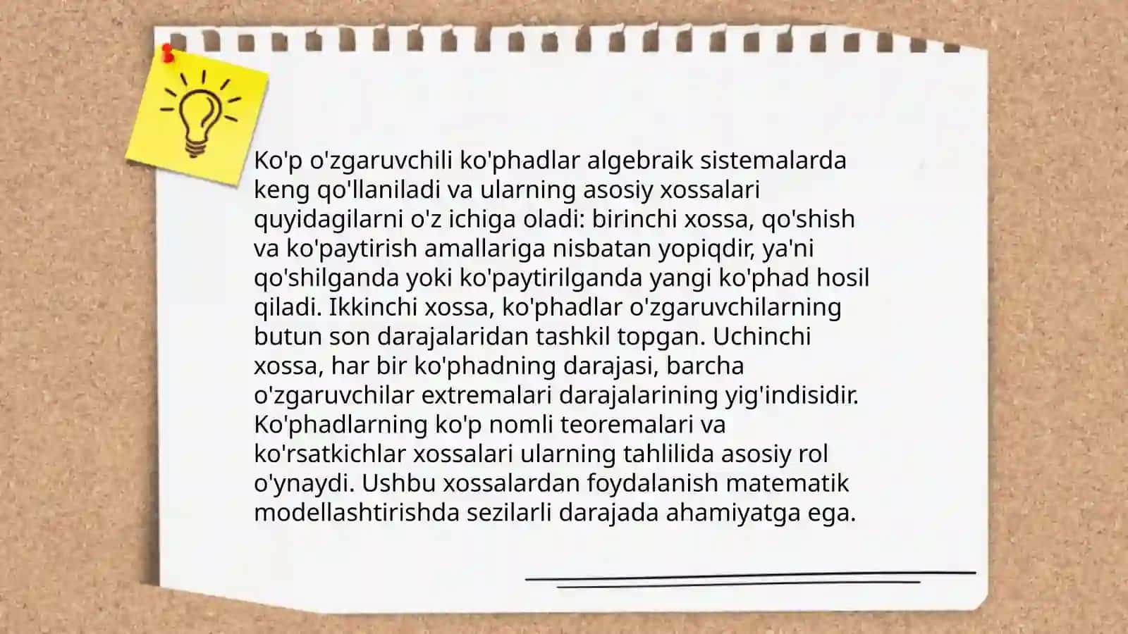 Ko'p o'zgaruvchili ko'phadlar ustida amallar 4