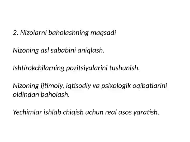 Nizolarni baholash metodlari 4