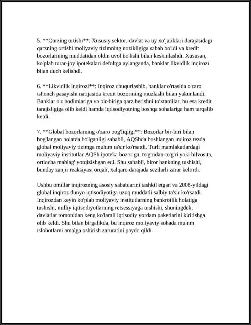 2008-YIL GLOBAL INQIROZI MAVZUSIDA REFERAT 4