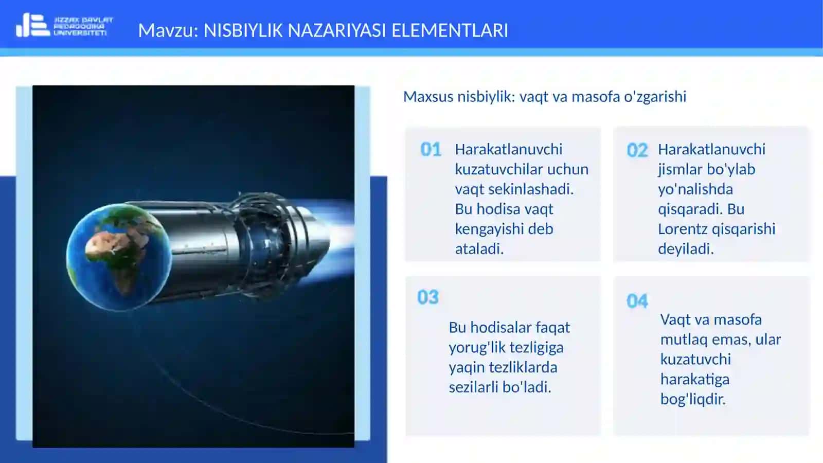 Nisbiylik nazariyasi elementlari 4