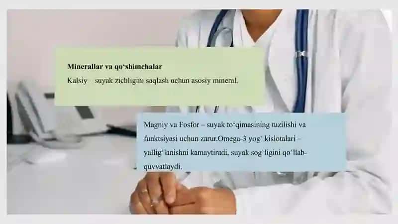 Vitaminlar. Osteoparozni davolash vositalari 4