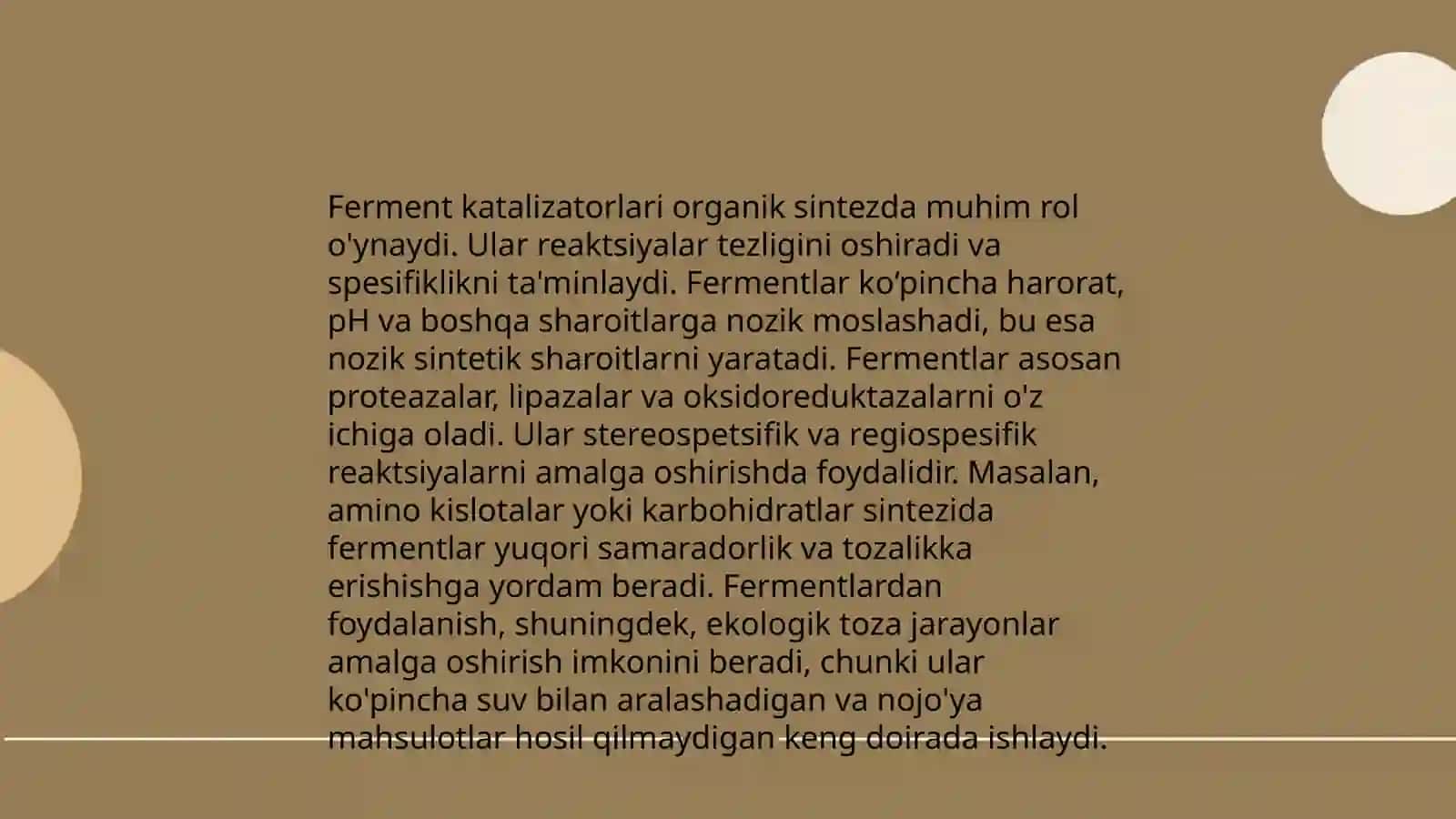 Fermentlar yordamida organik moddalar sintezi va stereoizomerlar olinishi 4