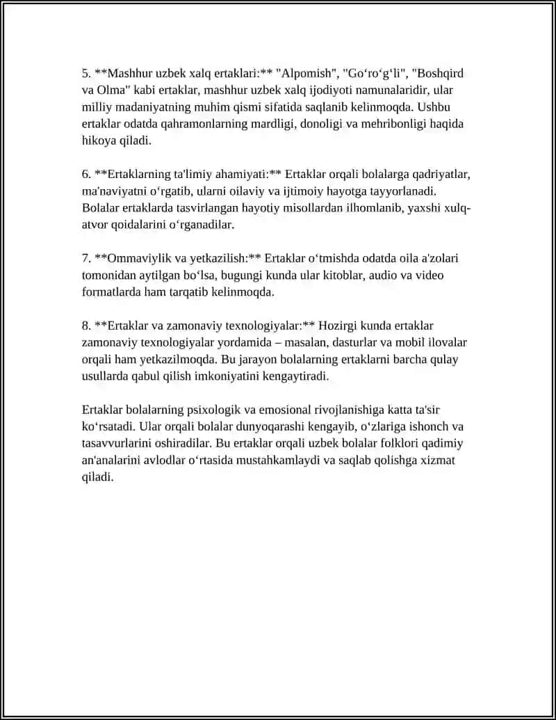BOLALAR FOLKLORI 30 TA TEST 4