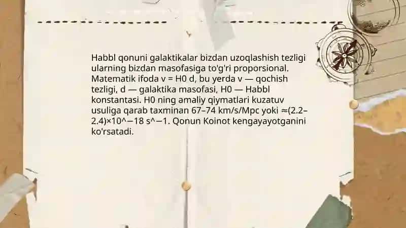 Koinotning kengayishi. Habbl qonuni 4