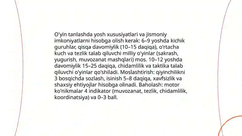 Oʼrta yoshdagi bolalarga beriladigan milliy va harakatli oʼyinlarni oʼrgatish 4