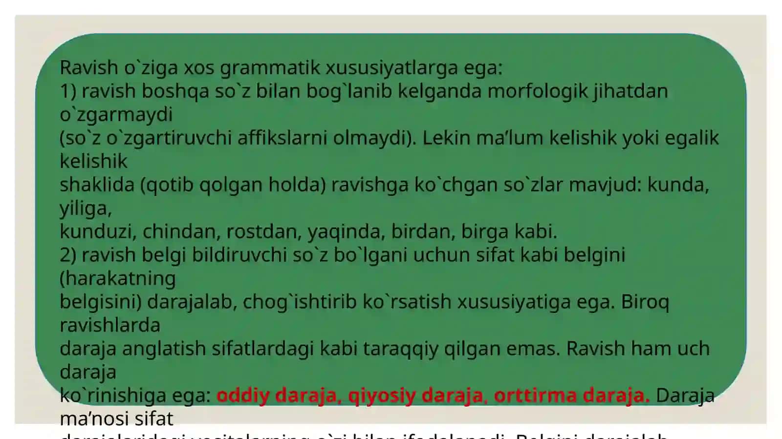 Ravish So’z turkumining o’ziga xos xususiyatlari 4