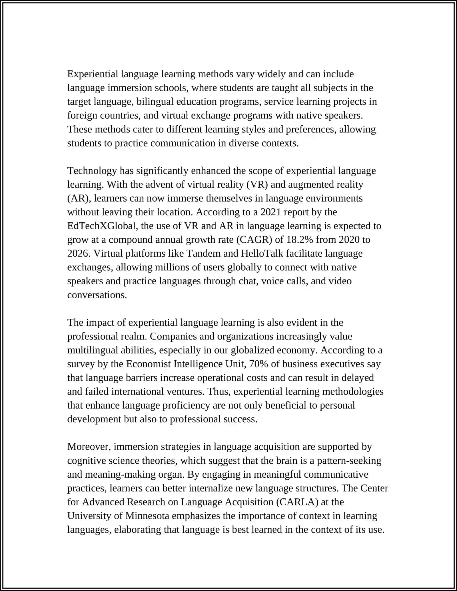 EXPERIENTAL AND NEGOTIATED LANGUAGE LEARNING PRESENTATION 4
