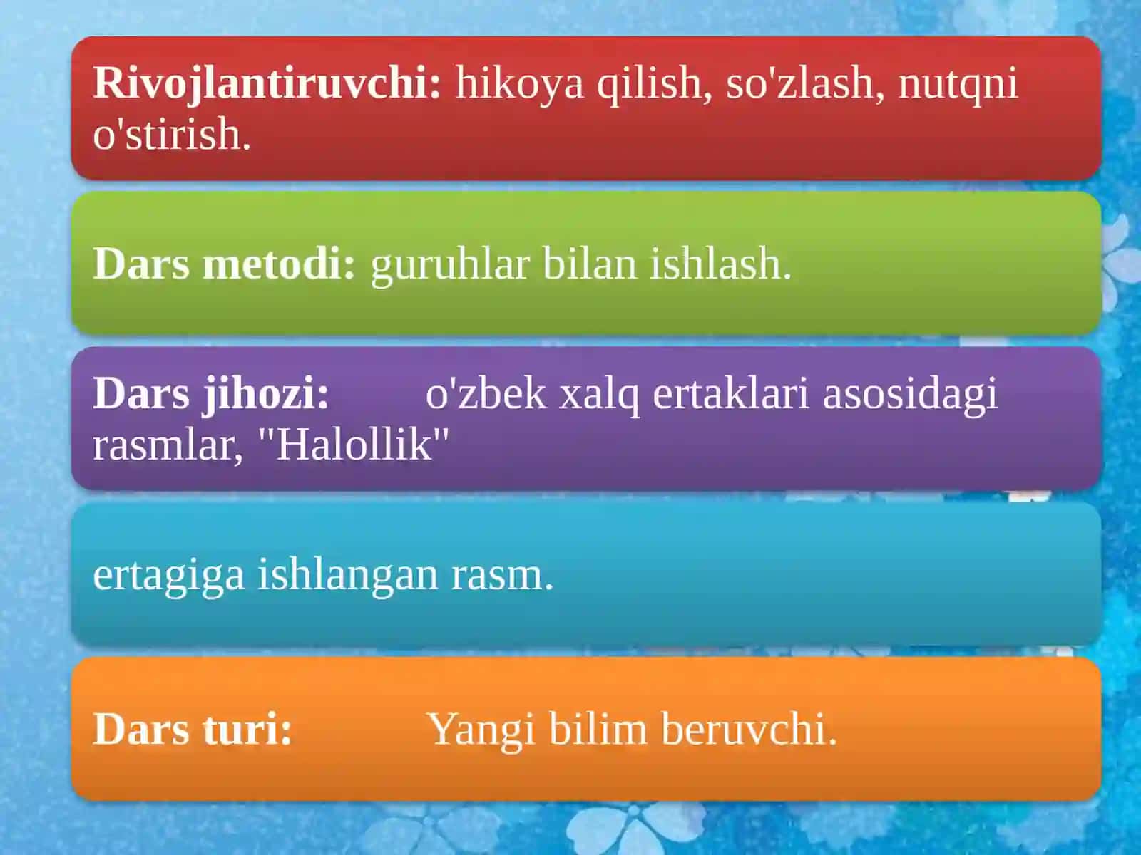 3-sinflar uchun DARS ISHLANMASI 4