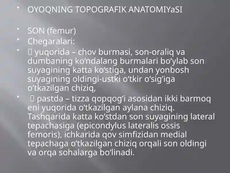 OYOQNING KLINIK ANATOMIYASI TOPOGRAFIK ANATOMIYASI 4
