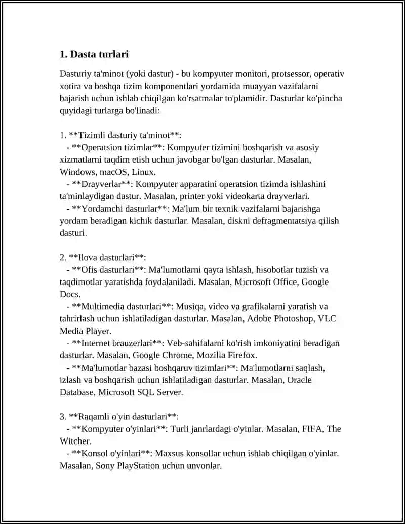 DASTA TURLARI VA ULARNI TAYYORLASH HAMDA FOYDALANISH TARTIBI 4