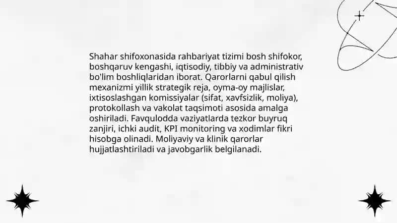 Shahar shifoxonasini ishini tashkil qilish 4