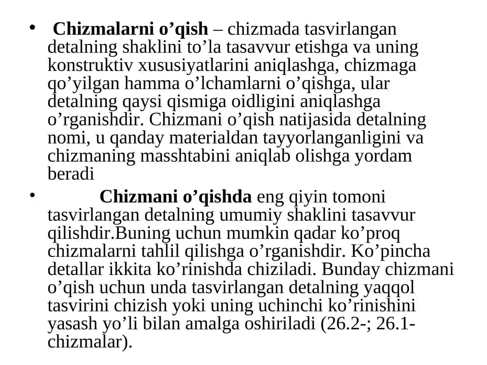 Chizmalarni o‘qish tartibi va qoidalari 4