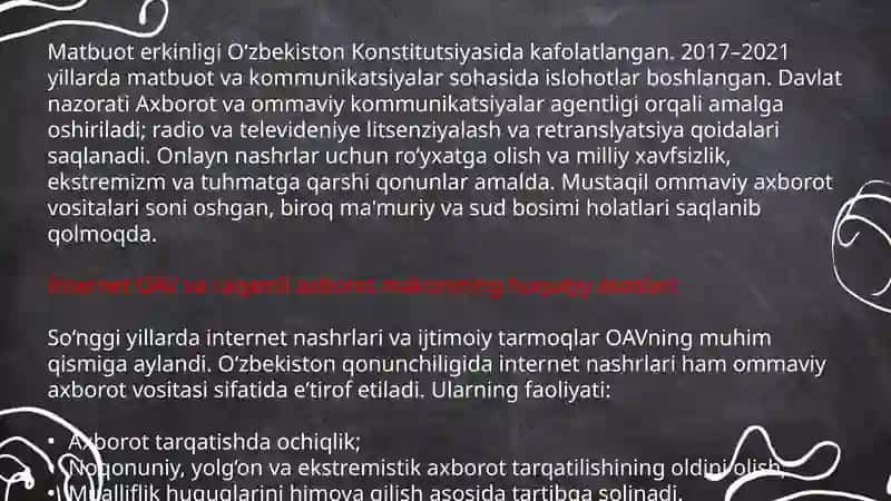 OAV Faoliyatining Huquqiy-Asoslari O'zbekiston Respublikasida 4