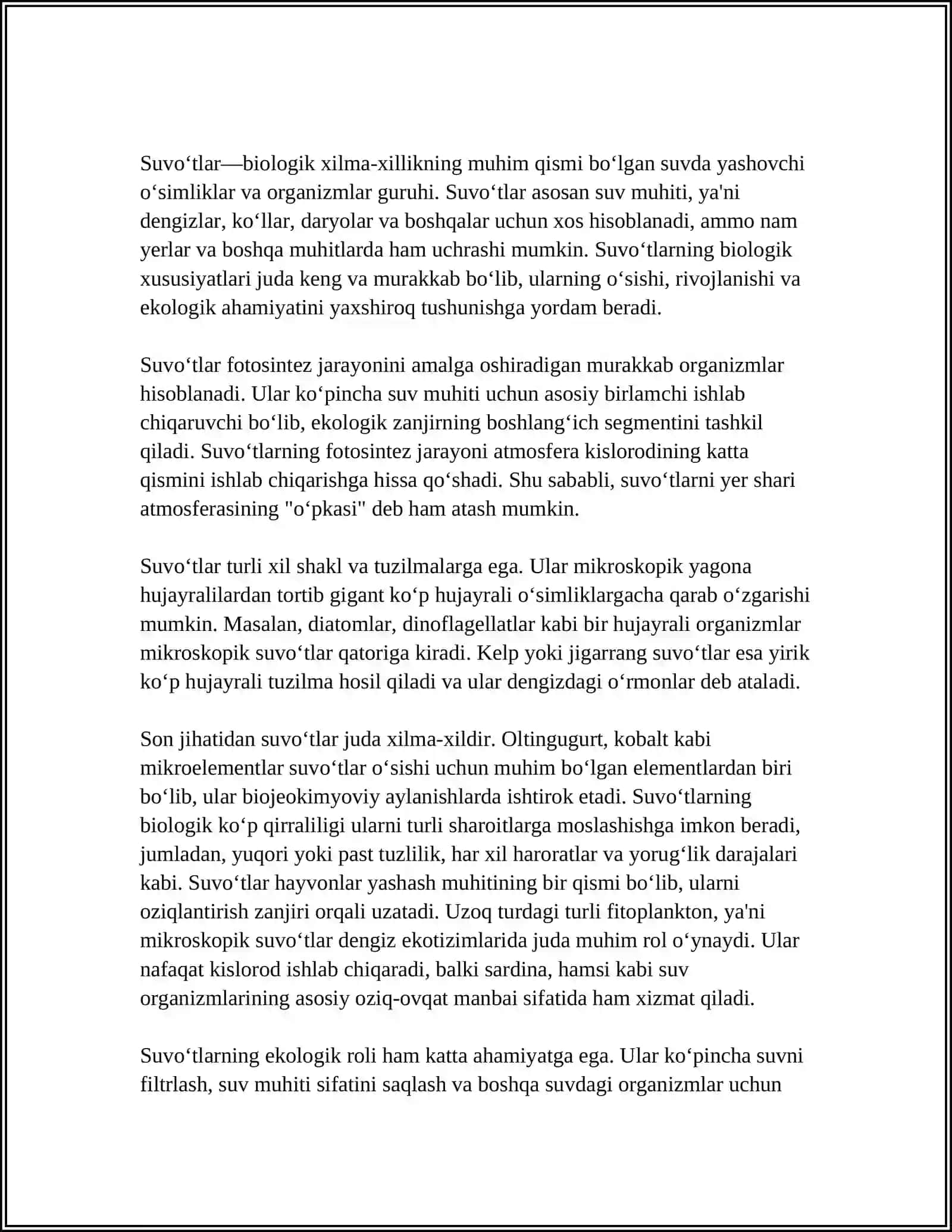 UNIVERSITETNING BIOLABORATORIYALARIDA OʻSTIRILADIGAN SUVOʻTLAR 4