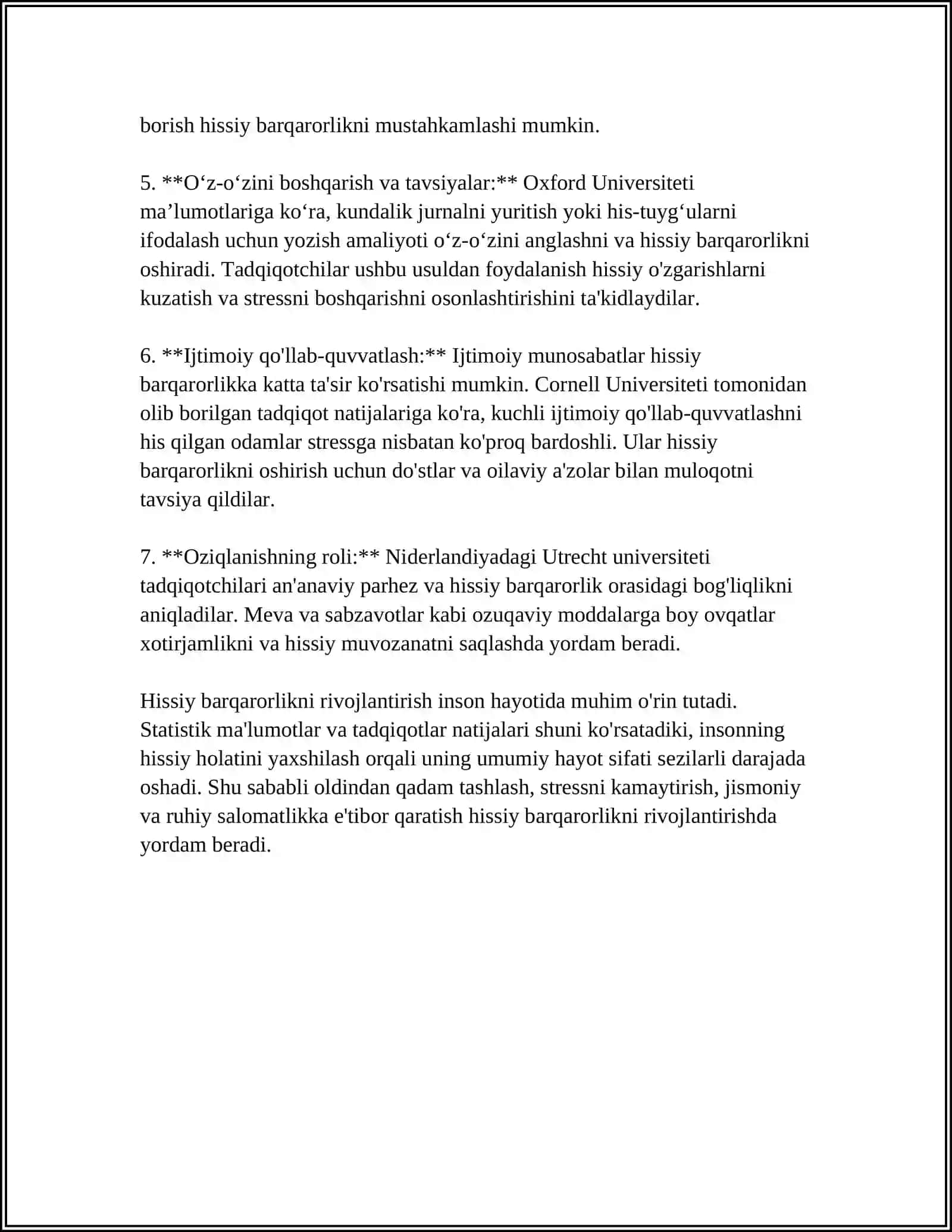 HISSIY IRODAVIY XUSUSIYATLARINI OSHIRUVCHI OMILLAR 4