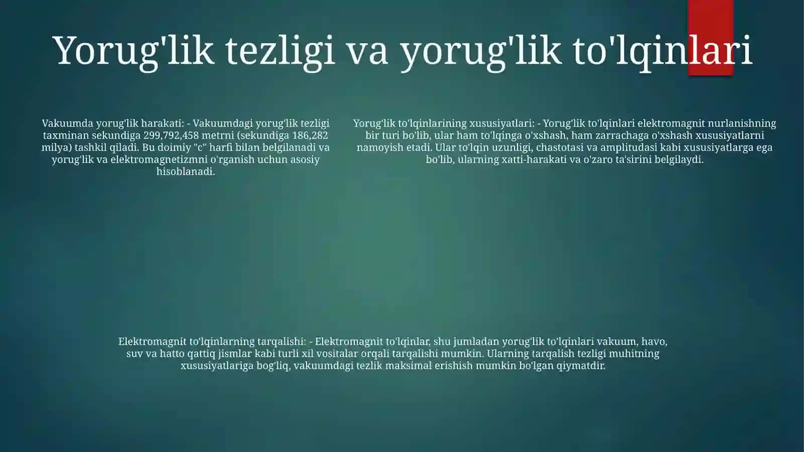 Elektromagnit ToʻLqinlarning Tarqalish Tezligi 4