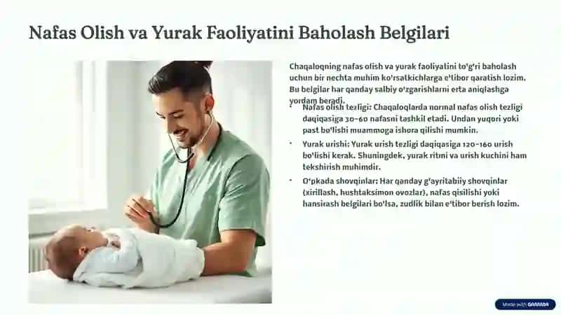 Chaqaloqlarda Nafas Olish va Yurak Qon Tomir Tizimini Baholash 4