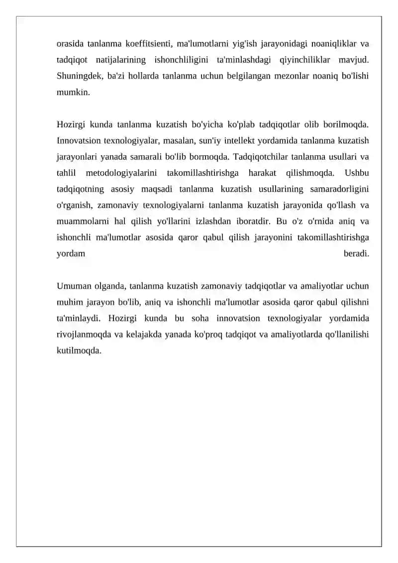 Tanlanma kuzatish 4