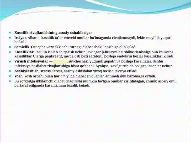 QANDLI DIABET KASALLIGI 4