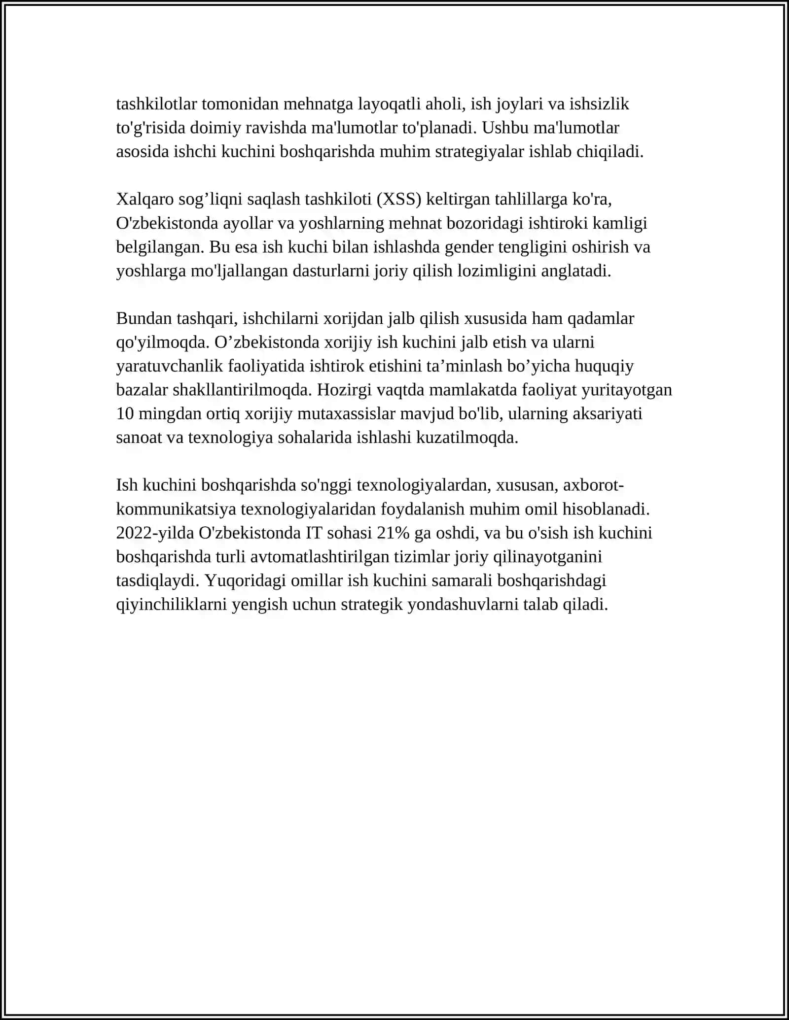 MUSTAQIL ISH Mavzu: ISH KUCHI 4