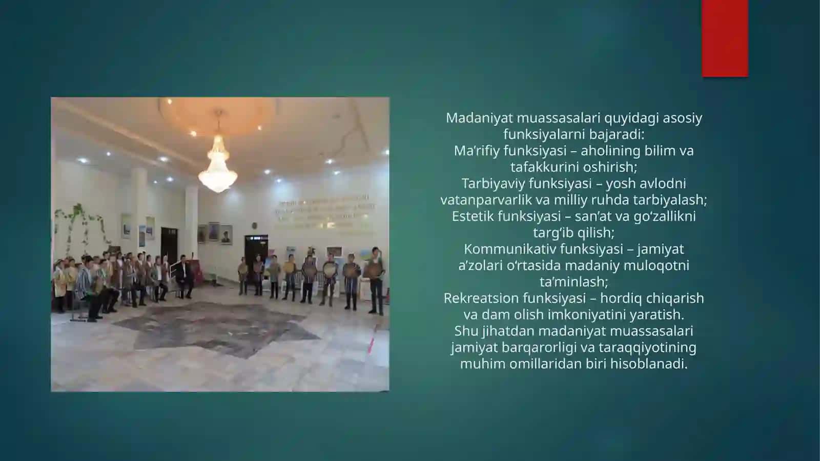 Madaniyat muassasalaridagi ko‘ngilochar markazlar 4