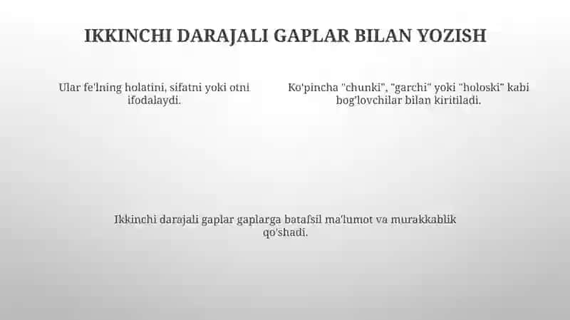 Ikkinchi darajali bo'laklar 4