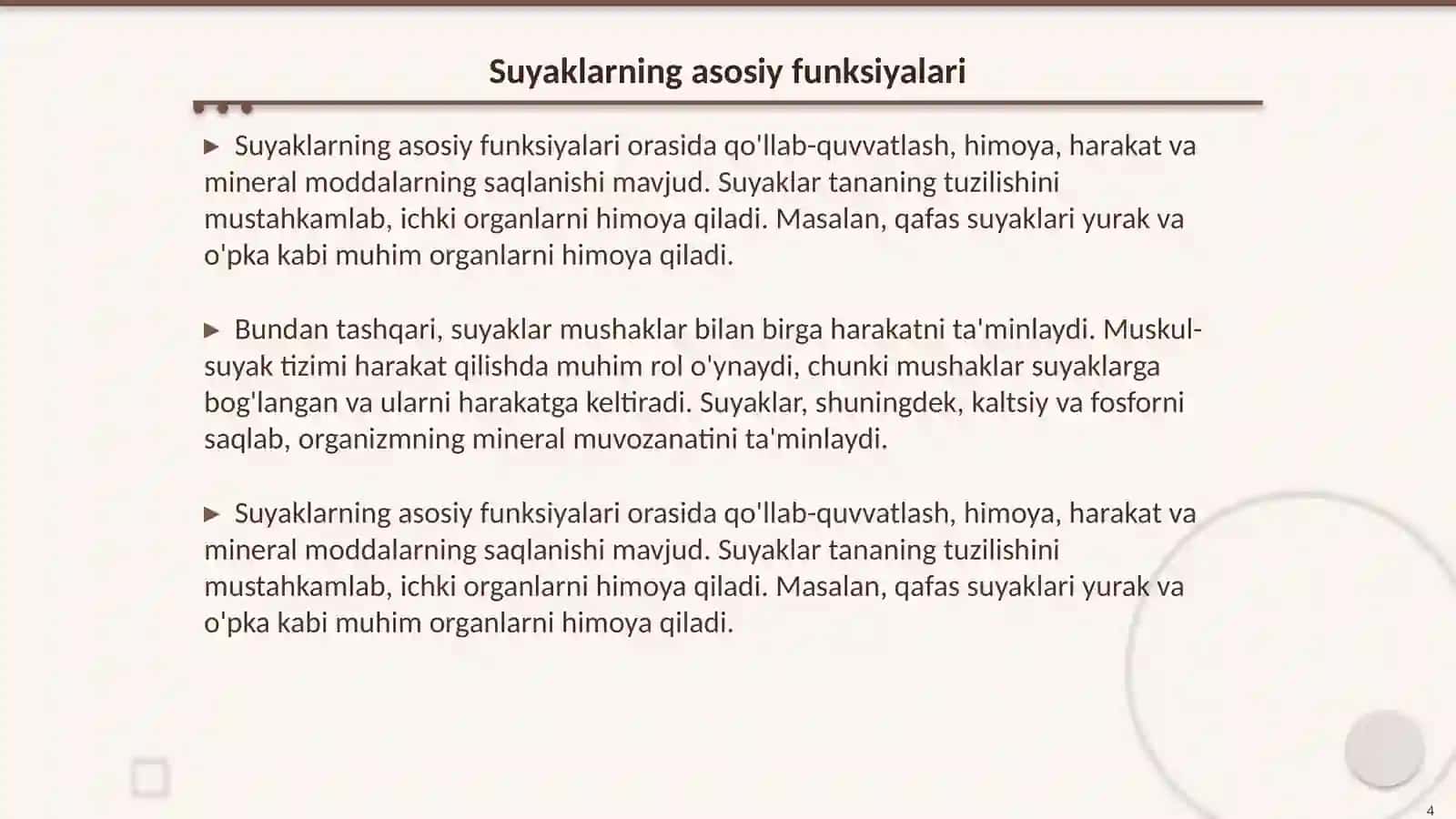 Suyaklar haqida ma'lumot (Ostiyalogiya) 4