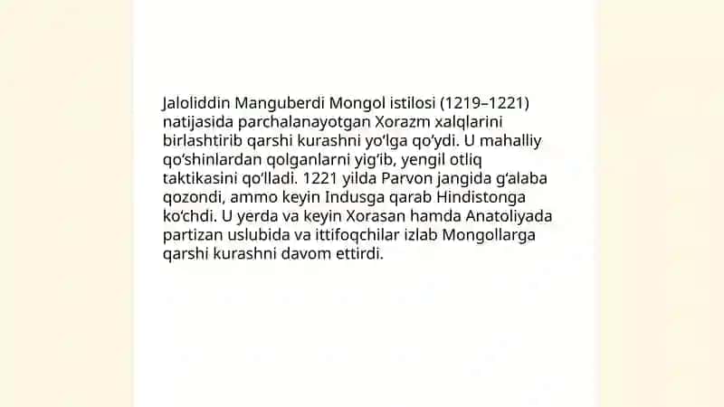 Jaloliddin Manguberdi Vatan himoyachisi 4