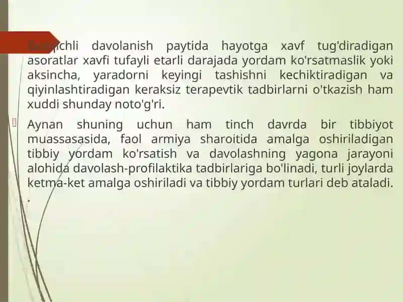 Tibbiy va evakuatsiya yordamini tashkil etish 4