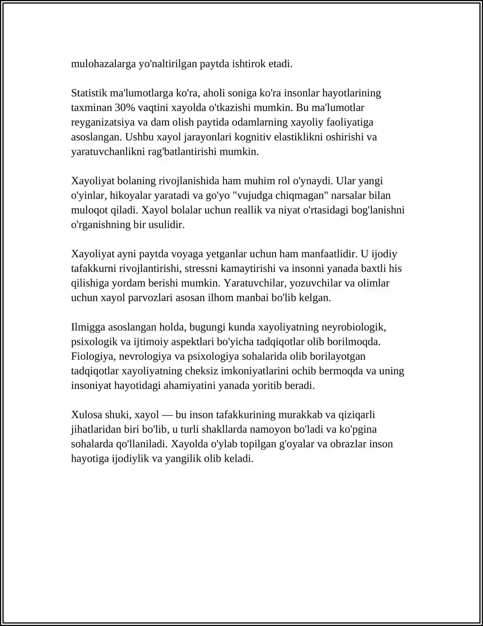 XAYOL HAQIDA TUSHUNCHA 4