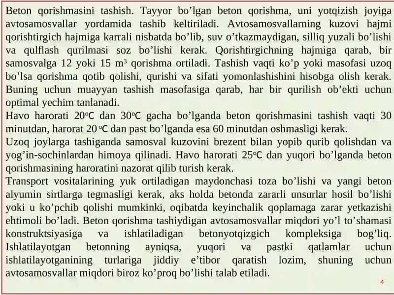 Beton qorishmasi tayyorlash jarayoni 4