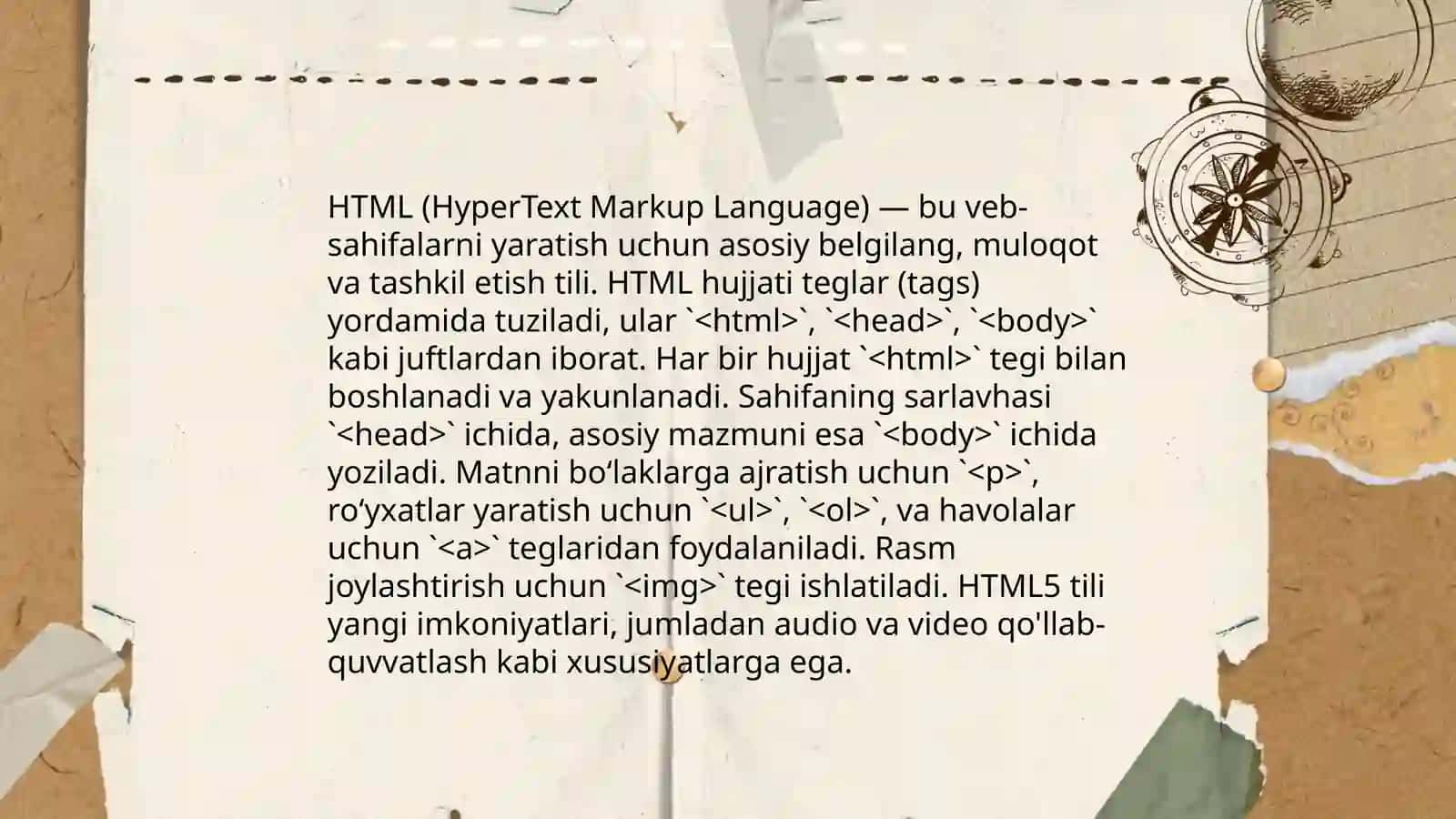 Veb sahifaning tuzilishi va yaratish imkoniyatlari,asosiy tushunchalari 4