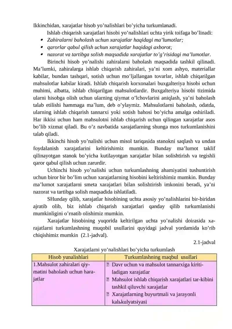 Xarajatlar hisobi 4