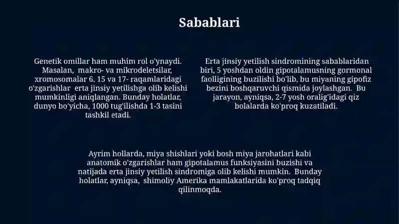 Erta jinsiy rivojlanish sindromi 4