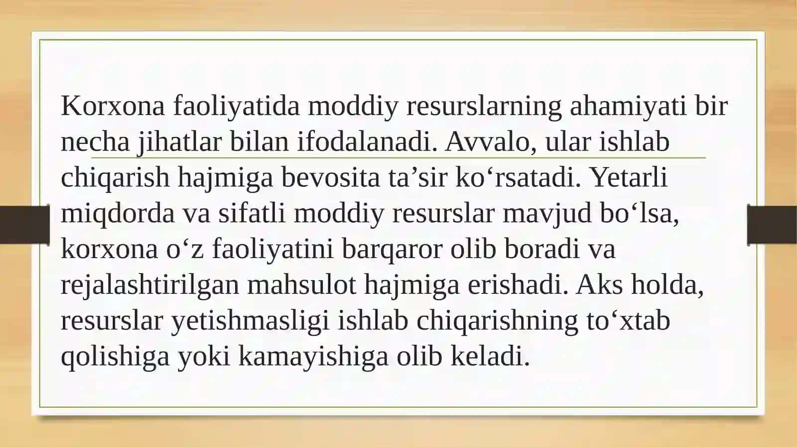 moddiy resurslar bilan ta'minlanganlik 4