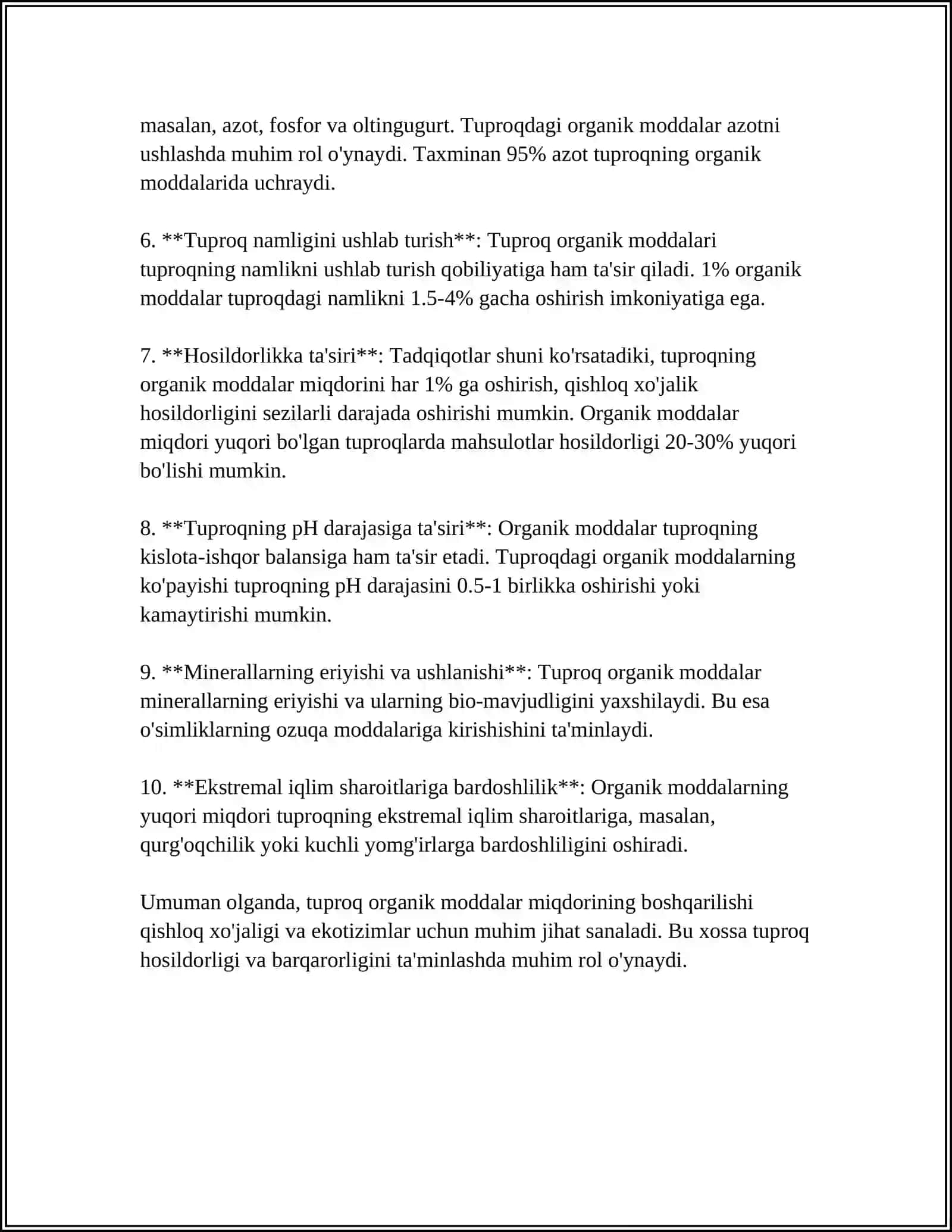 Tuproqning UNUMDORLIGI 4