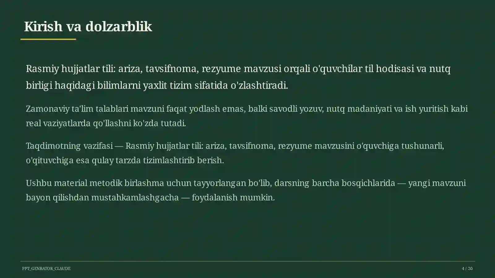 Ona tili (5– 11) — metodik birlashma uchun 4