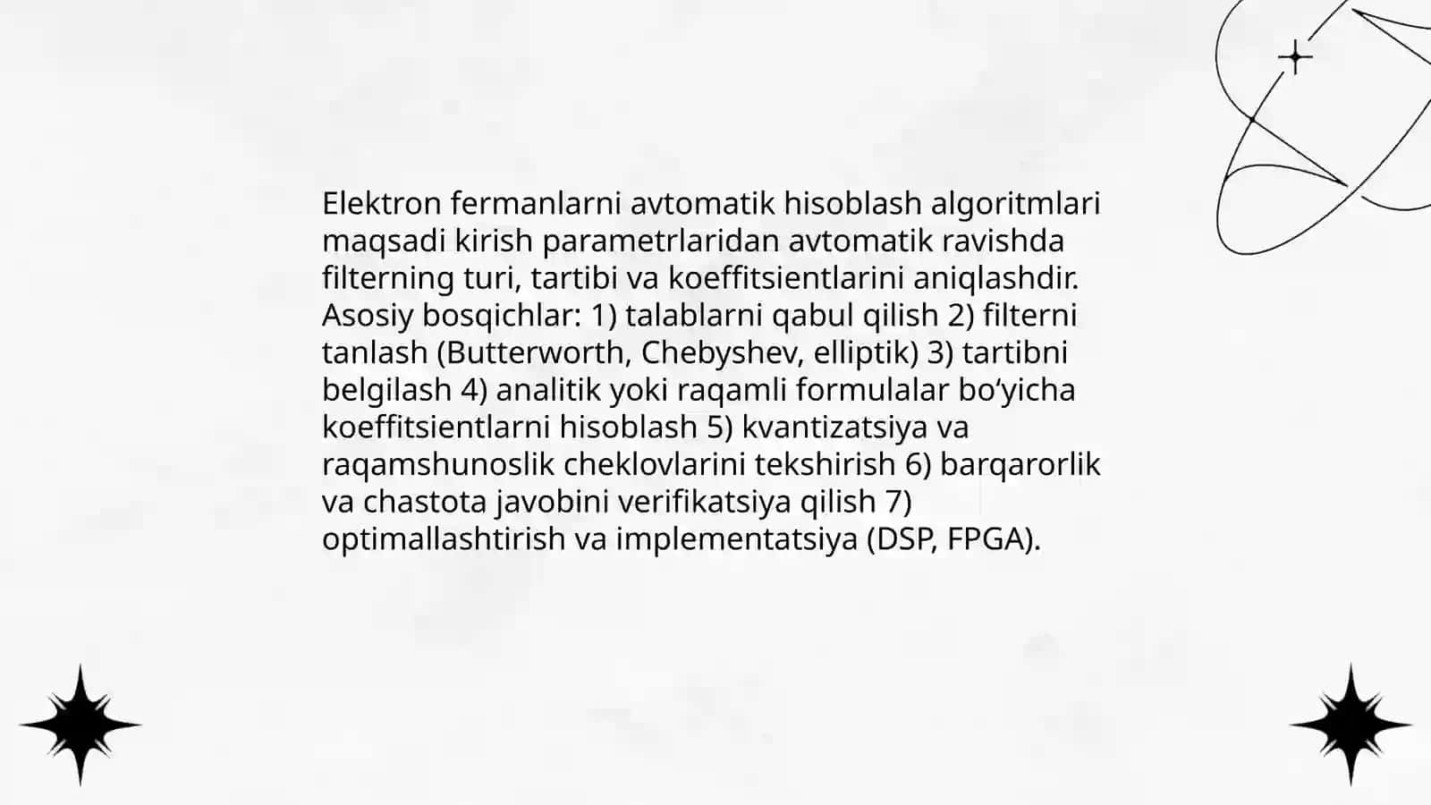 Fermanlarni hisoblash usullari 4