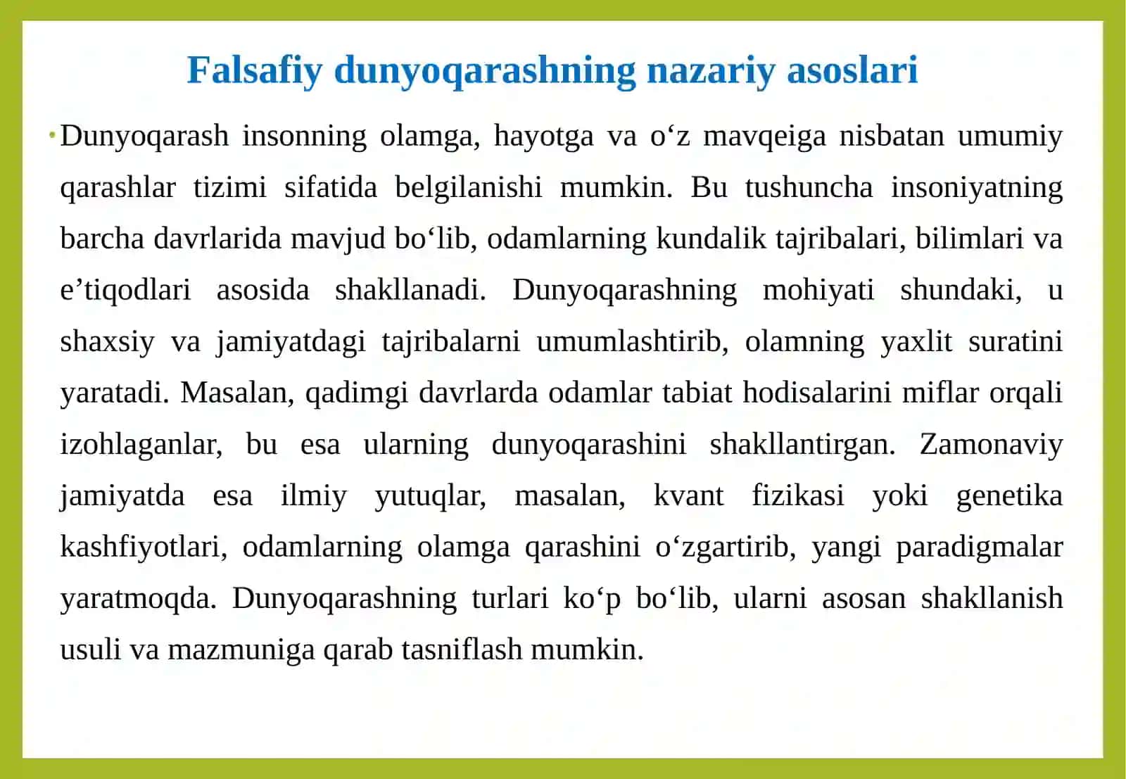 Falsafiy dunyoqarashning jamiyatdagi o‘rni 4