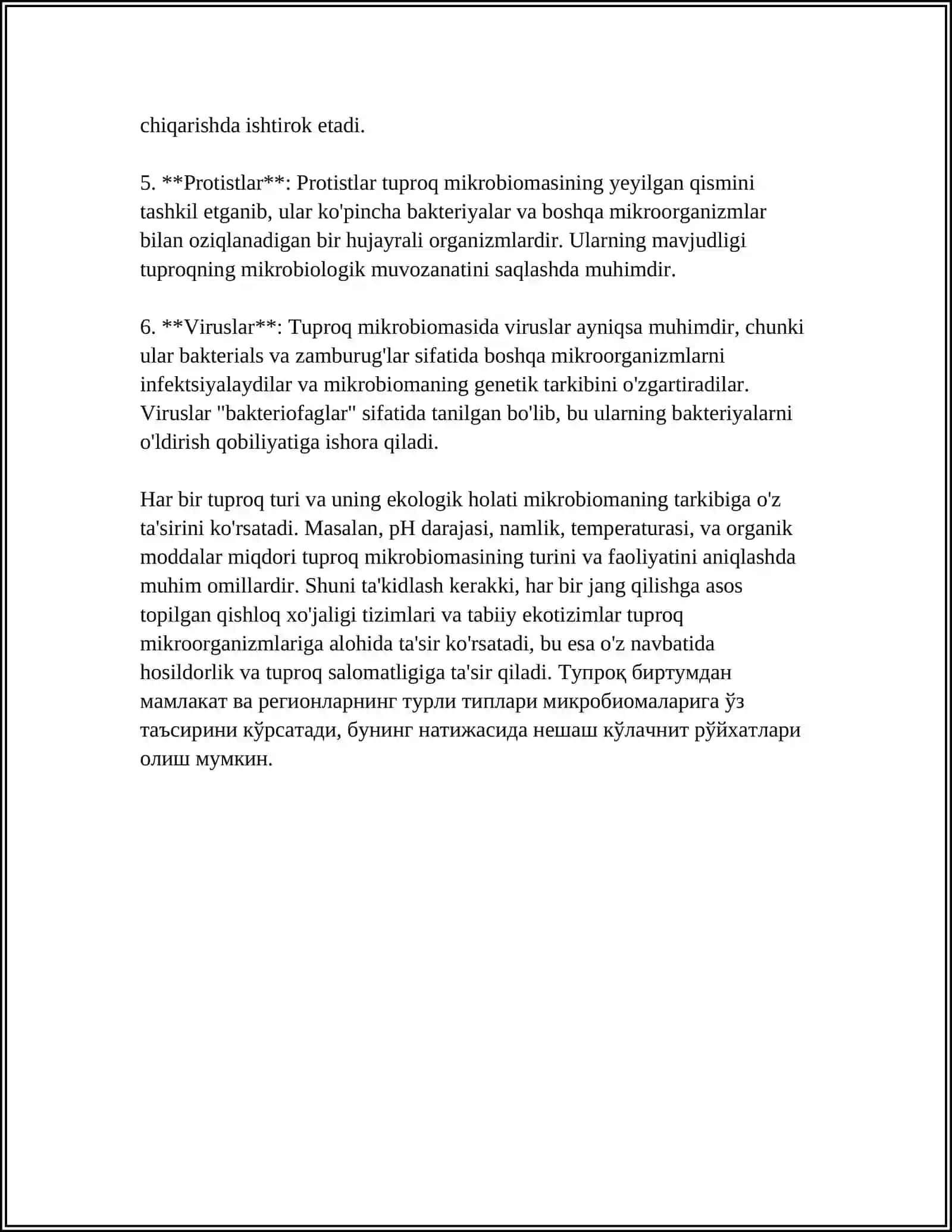 Tuproq mikrobiomasi va uning oziq moddalar aylanishidagi roli 4