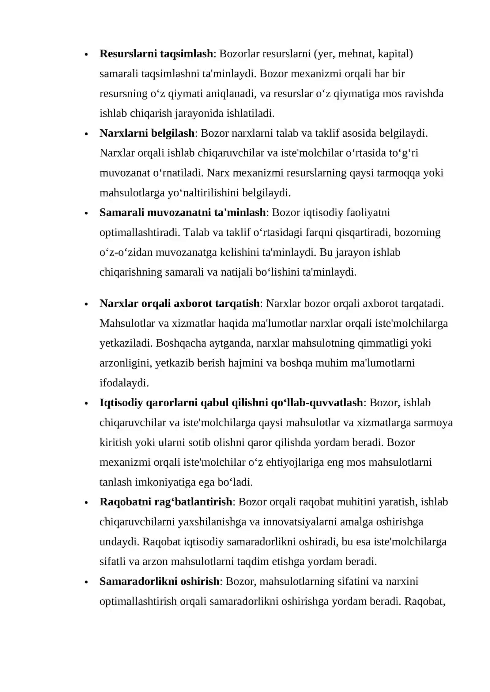 Bozor va uning Vazifasi Bozor 4