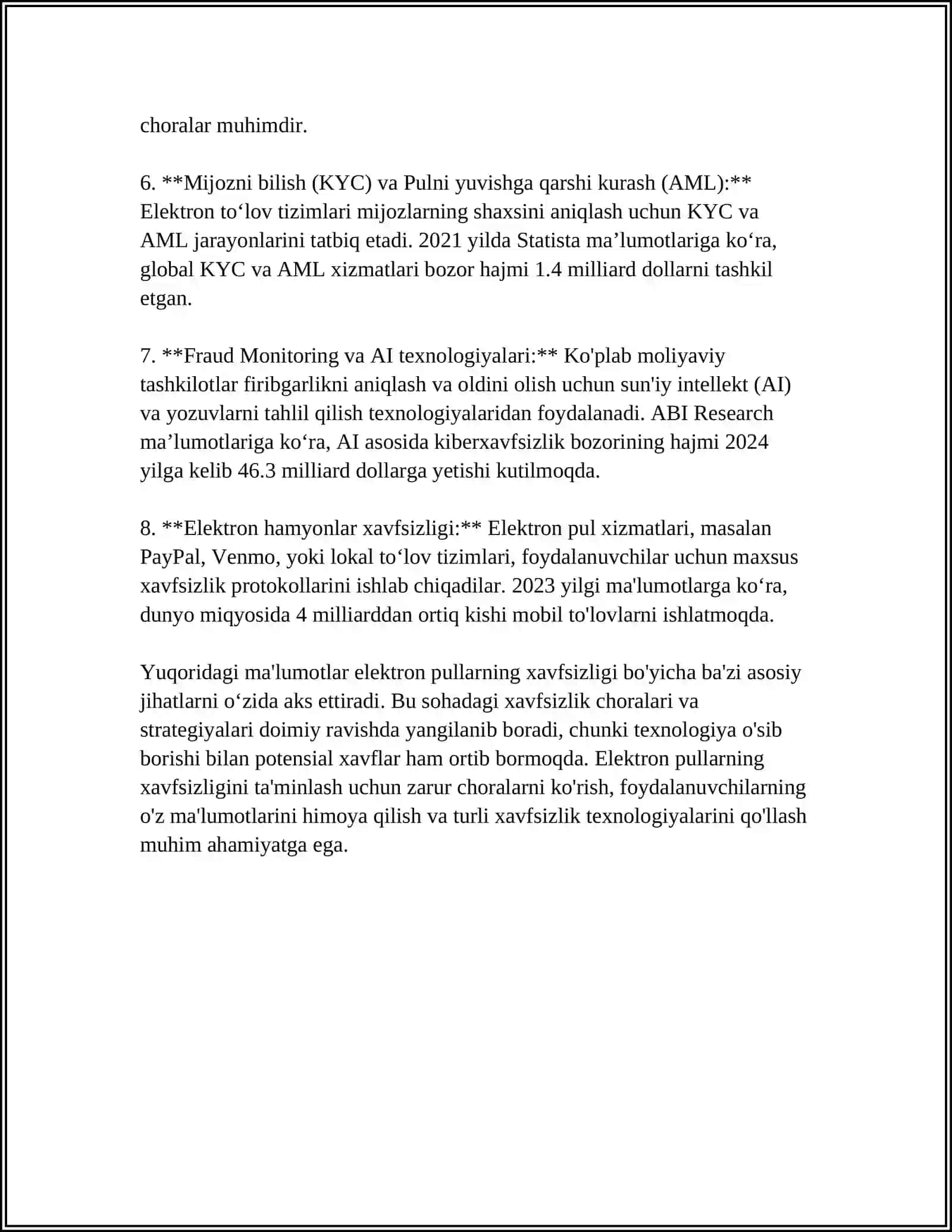 ELEKTRON PULLAR VA QOG'OZ PULLARNING QULAYLIKLARI 4
