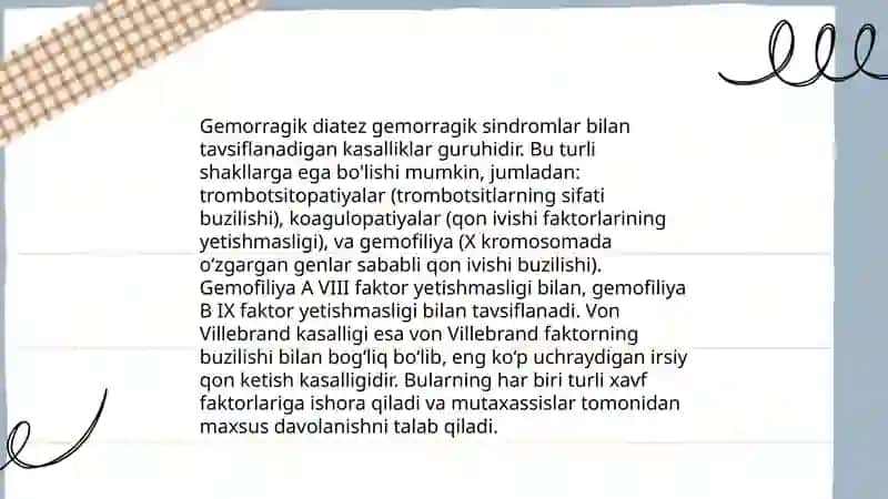 Gemorragik diatezlarning koʻrinishi 4